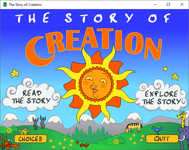 The Story of Creation title screen.